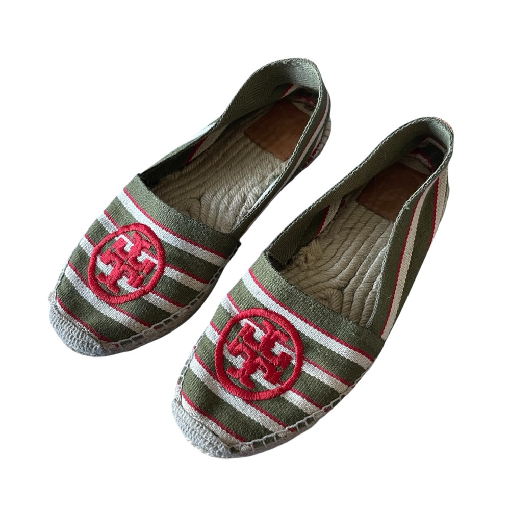 Tory Burch Green and Red Espadrilles